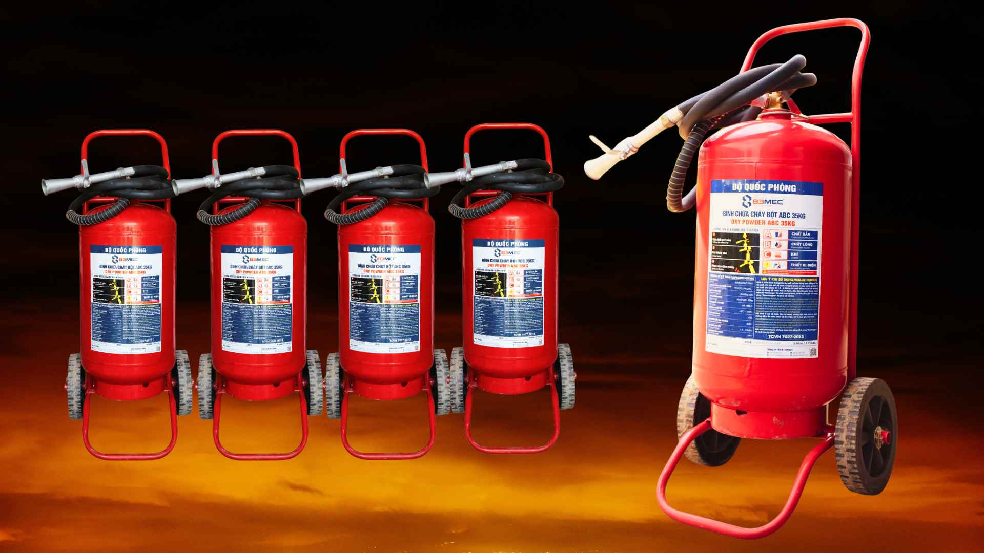 BÌNH CHỮA CHÁY BỘT ABC 35KG (BÌNH XE ĐẨY)